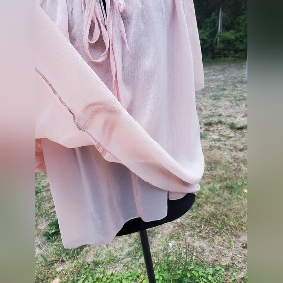 ZARA ruffle blouse large blush short sleeved top Sz Small blushpink - Picture 7 of 14